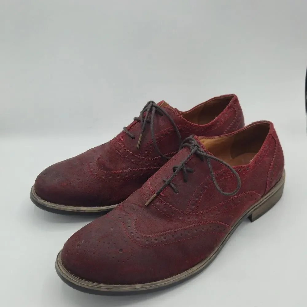 Kenneth Cole Reaction Rogue Trip Men's Size 10.5 Oxblood Red Suede Wingtip